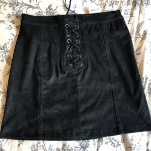 Black lace up skirt